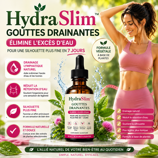 HydraSlim™ Water Drainage Drops | Favorisez l’Élimination de l’Eau Retenue pour une Silhouette Affinée en 7 Jours