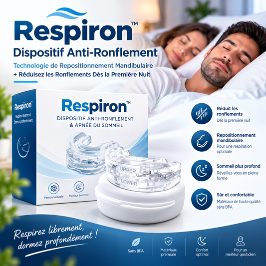 Respiron™ Dispositif Anti-Ronflement | Technologie de Repositionnement Mandibulaire + Réduisez les Ronflements Dès la Première Nuit