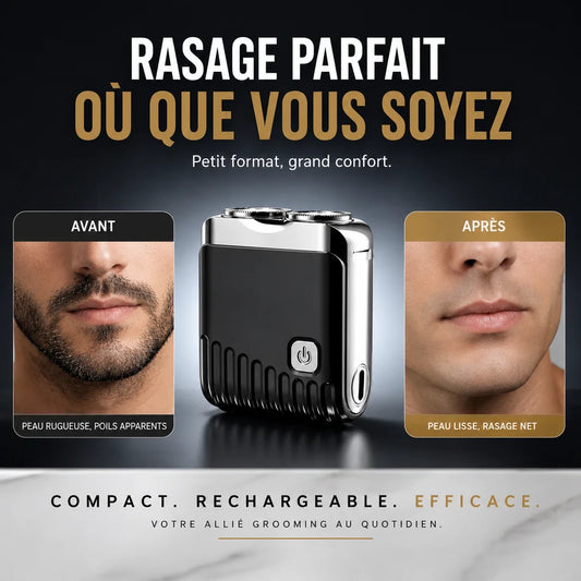 TrimFlex™ Mini Rasoir Électrique Technologie Rotative UltraGlide  Finition Impeccable en 90 Secondes